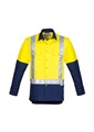 Mens Hi Vis Spliced Industrial LS Shirt  Shoulder Taped